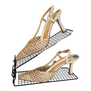 NWT JESSICA SIMPSON SZ 7.5 Women's Woven Cream & Gold-toned Heeled Sandal